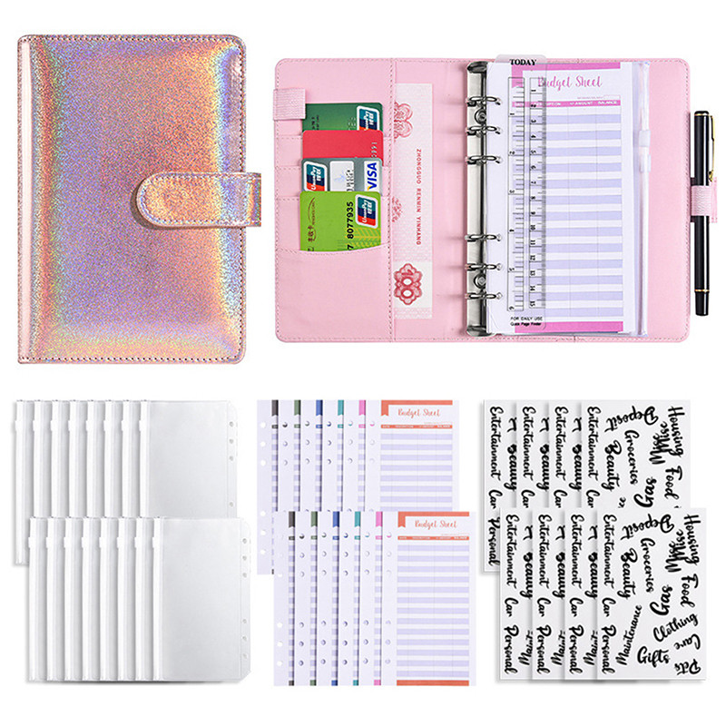 

Dazzling Color Frosted Laser Macaron Color Notebook Set Cash Budget Book Financial Bookkeeping Notebook