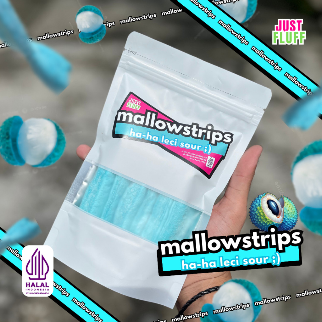

azmud.shop Mallow Strips HaHa Leci Sour Justfluff Marshmallow [HALAL] [1 PACK]