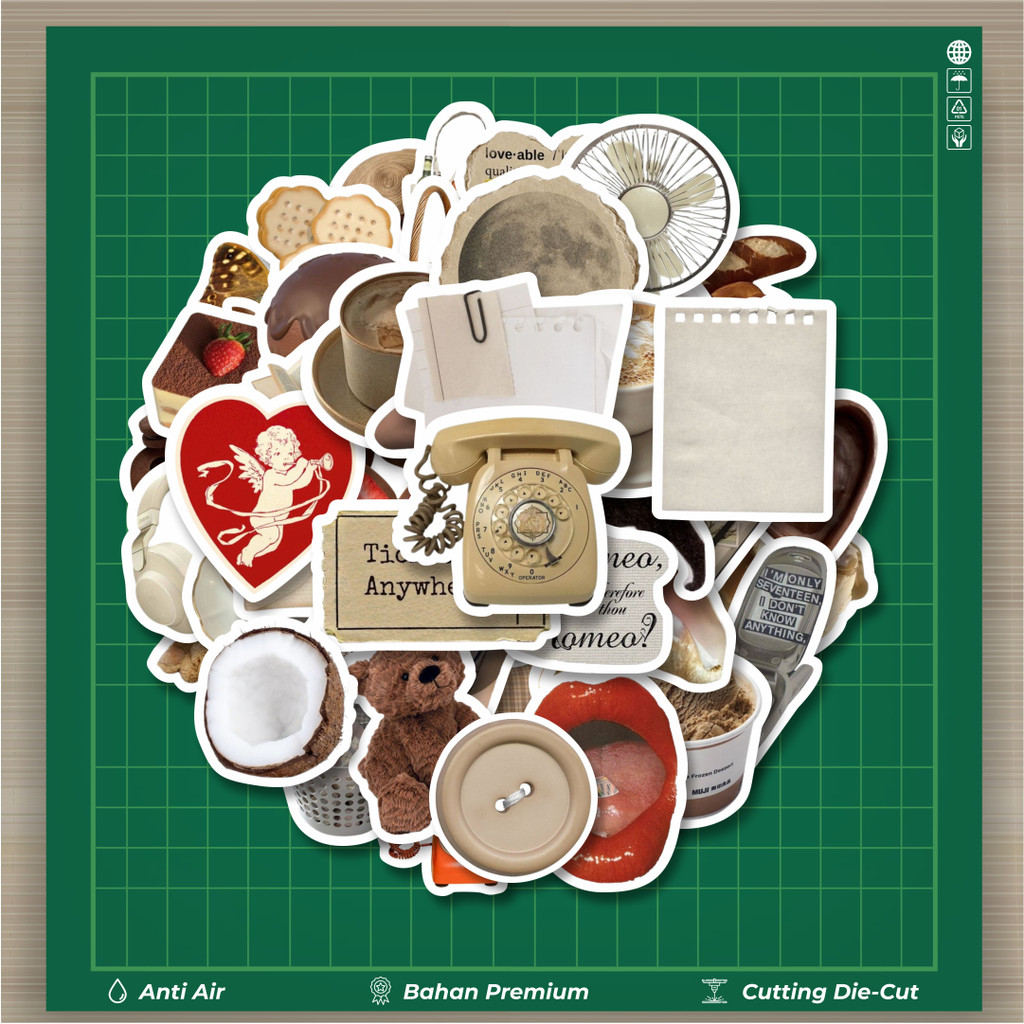

HOT 50 PCS STIKER Stiker Espresso Inspired Retro Aesthetic Mix Stiker Fashion Cars Decal Dingin Kartu Album Custom Vinyl Anti Air- Sticker Aesthetic Buku Journal Koper Casing HP Tablet Laptop Helm Motor Botol Minum