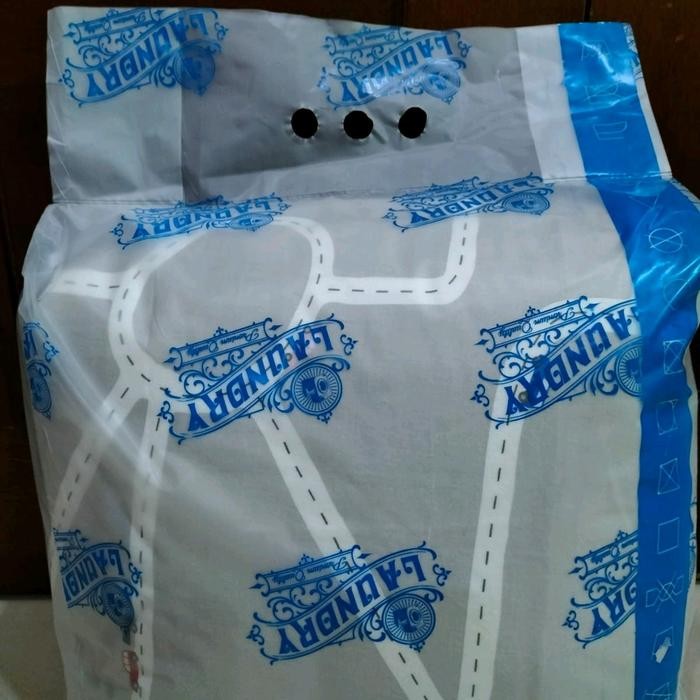 Sale plastik laundry jinjing 3 jari sablon - Biru, uk30 Tbk