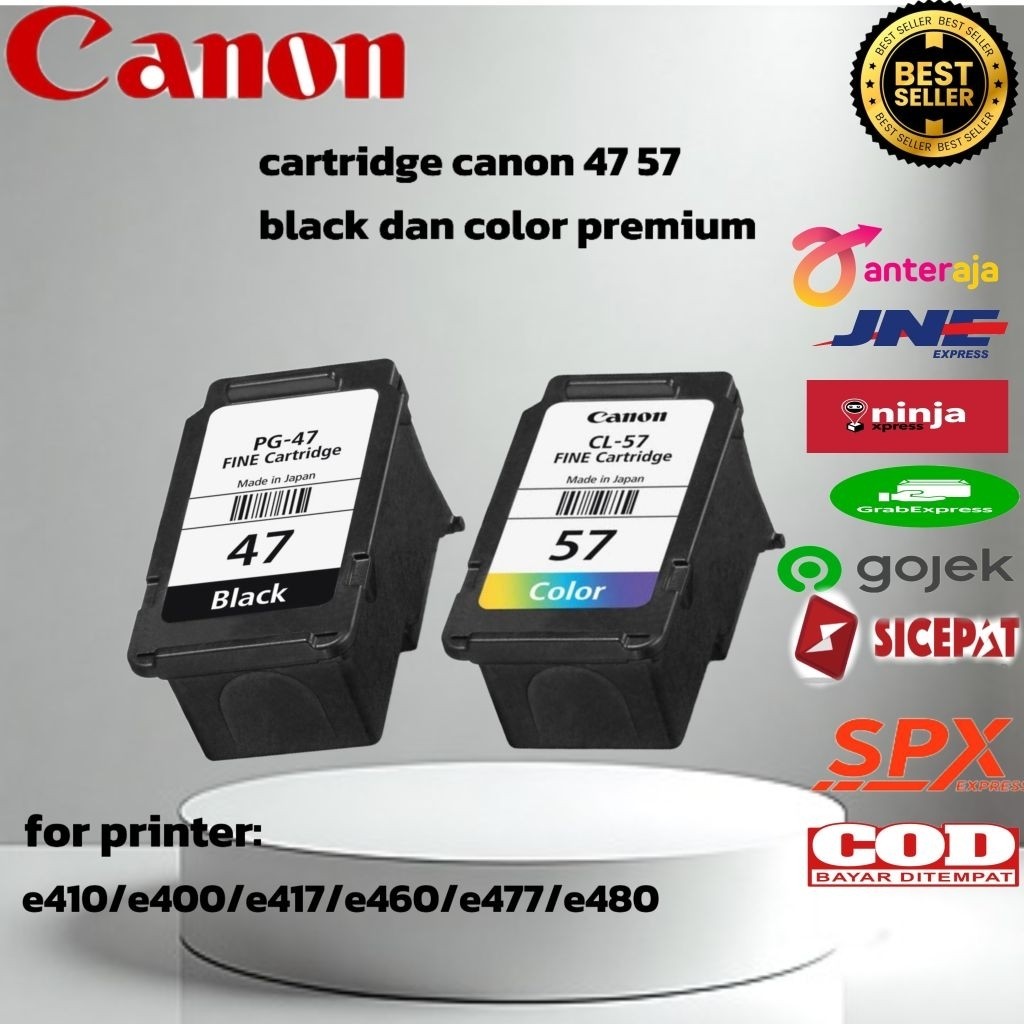 

Catridge Tinta Canon 47 black anda 57 color Refilan/ siap pakai for printer e400/410/ dll