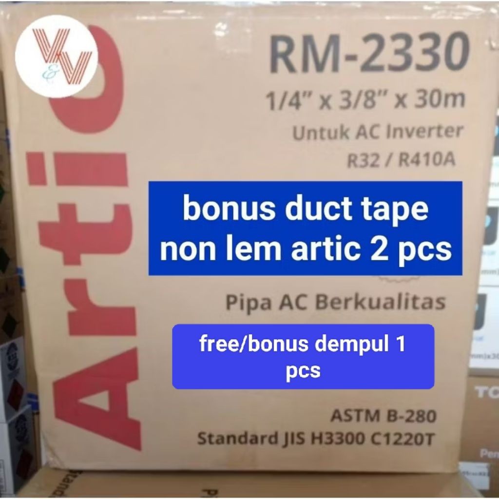 Pipa AC artic 1/4 + 3/8 panjang +/- 31 meter/roll untuk AC 0,5 pk-1 pk bonus duct tape non lem artic