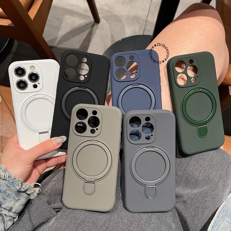 [KAYUNA][AYA] Bludru Folding Stand Ring Magsafe Silicone Case Compatible For Iphone 11 12 13 14 15 1