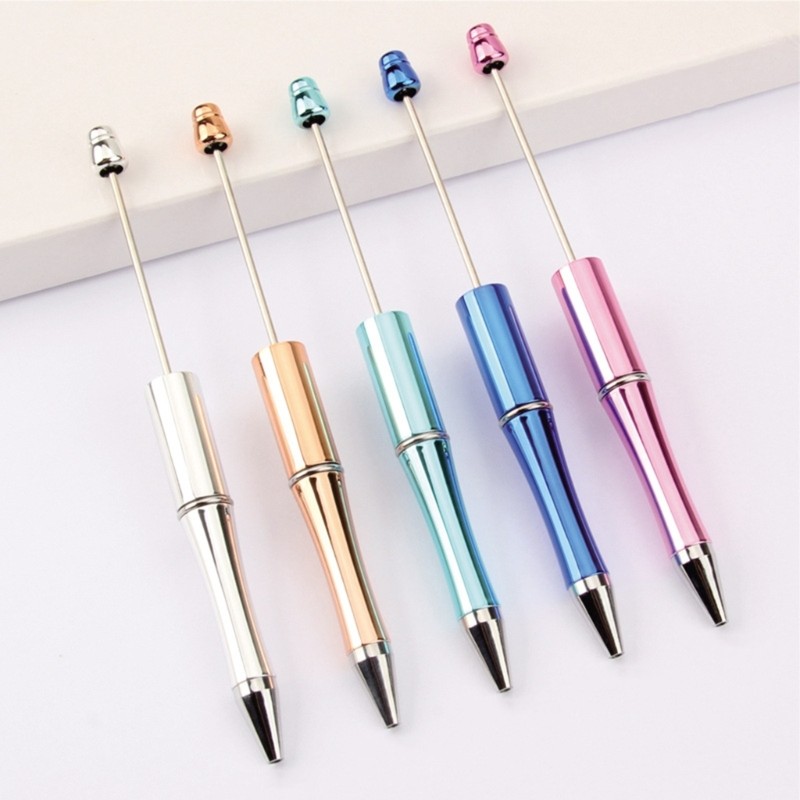 

77UA 5Pieces DIY Beadable Ballpoint Pen Funny Writing Pen Ballpoint Pen for Boy Girl Kid Class Reward Birthday Party Favor