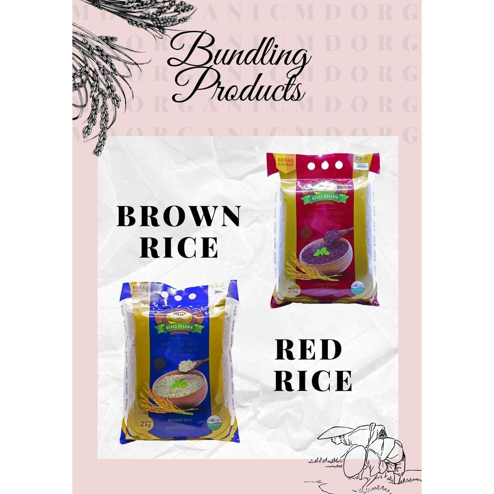 

Promo Paket Bundling MD Organic Brown Rice 2kg & Red Rice Kupas Kulit 2kg