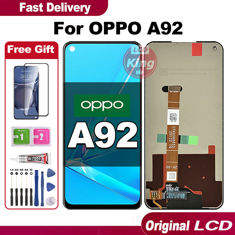 LCD FOR OPPO A92 Mengirim Pelindung Layar TOUCHSCREEN Fullset Crown Murah Ori