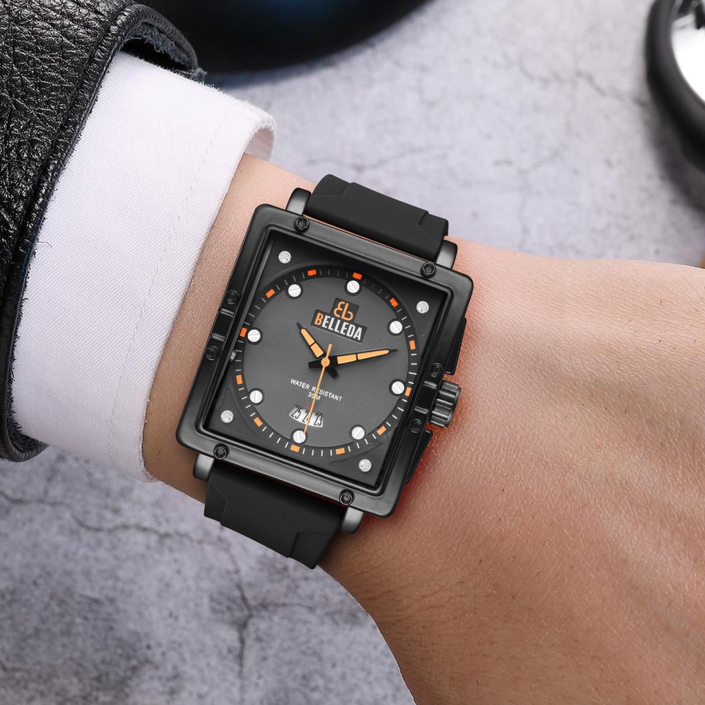 GJ JAM TANGAN BELLEDA analog tanggal Mode segi