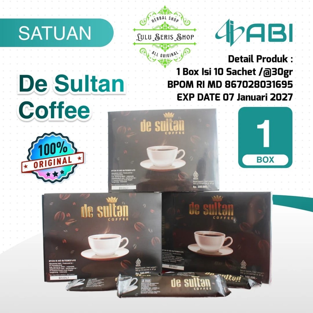 

DE SULTAN COFFEE 1 BOX ISI 10 SACHET ORIGINAL PT ABI