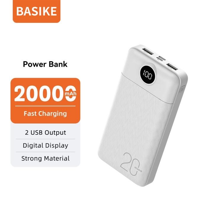 BASIKE Powerbank 20000mAh PT126P Max Fast Charging Mini LCD 2 USB Output 9 Perlindungan Cerdas Kompa