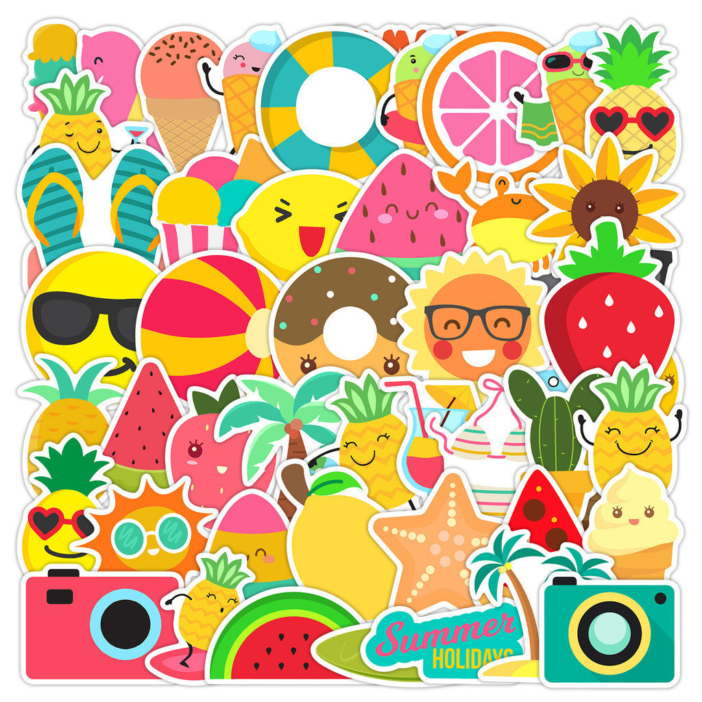 

50PCS Summer Graffiti Stickers - Cartoon Fresh Style, Waterproof Decor for Journal, Phone & Water Cup( Anime Worlds Store)