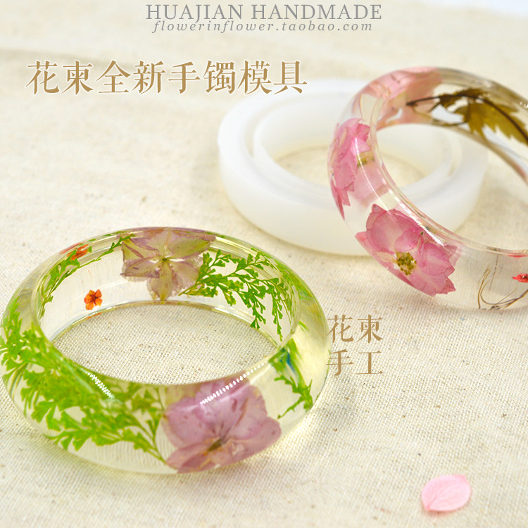 

Bangle Resin Mold Silicone Transparent Round Bracelet Resina Epoxi Transparente Real Flower DIY Molde De Silicona Para Resina