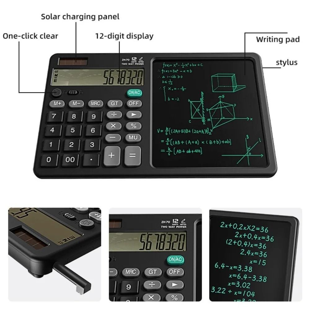 

2in1 Scientific Calculator Large Screen Display Portable Office LCD Drawing Pad Foldable Multifunctional