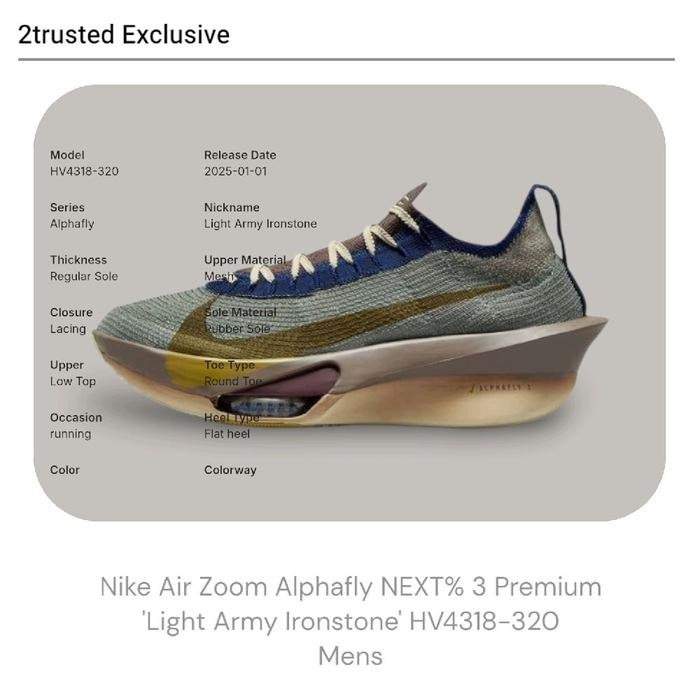 Nike Air Zoom Alphafly NEXT% 3 Premium 'Light Army Ironstone' HV4318-320 Mens Running Shoes - light 