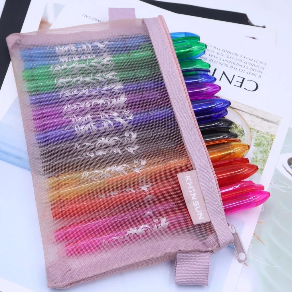 

8/16 Pcs 0.5mm Pen Head Erasable Art Painting Writing Office Stationery Gel Pen with Pencil Bag Multi Color Washable Handle