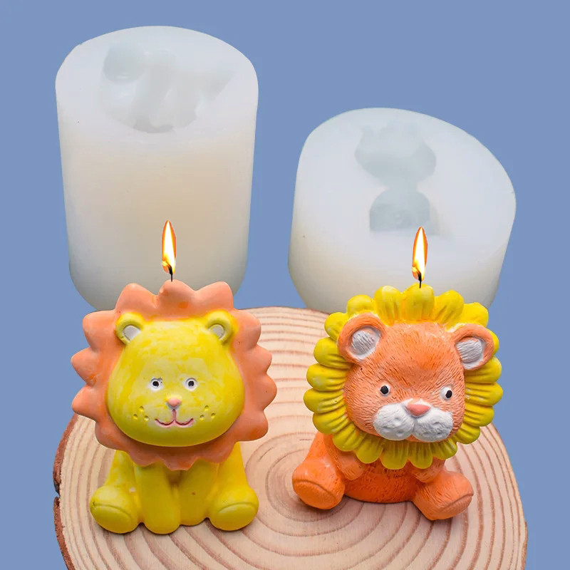 

Cute Lion Silicone Candle Mold 3D Animal Soap Plaster Resin Cement Casting Molds DIY Chocolate Ice Cake Baking Tools Home Gift