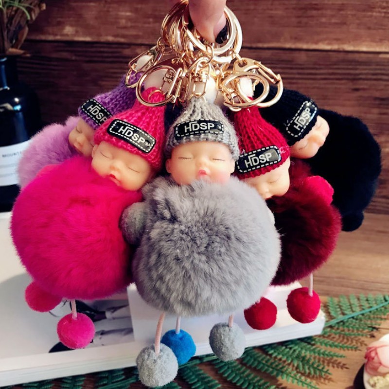 

Ball Kawaii Colorful Plush Soft Pendant Rabbit Shaped Toy Metal Buckle for mobile phone Children Birthday Gift Car Pendant