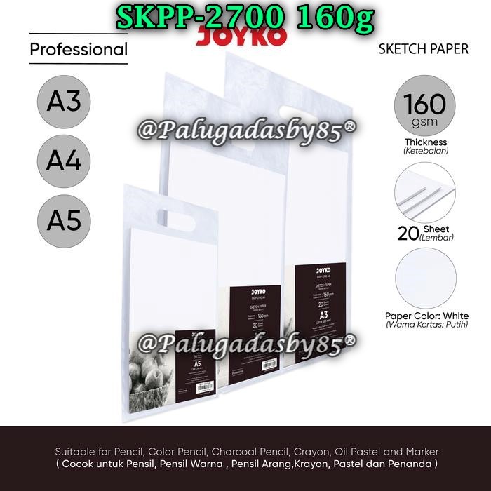 

(1 Pak) GABUNGAN Sketch Paper JOYKO SKPP-2700-A3 SKPP-2700-A4 SKPP-2700-A5 SKPP-2700 (1 Pak)