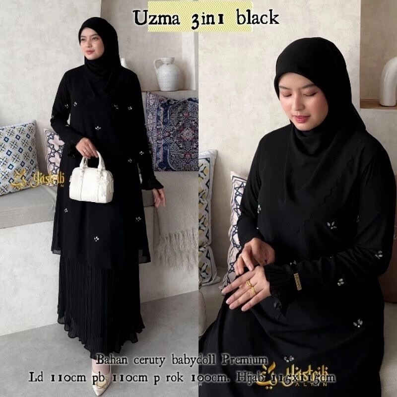 UZMA SET 3in1 WD - GAMIS ST MUSLIM WANITA UZMA SET TERBARU - GOB