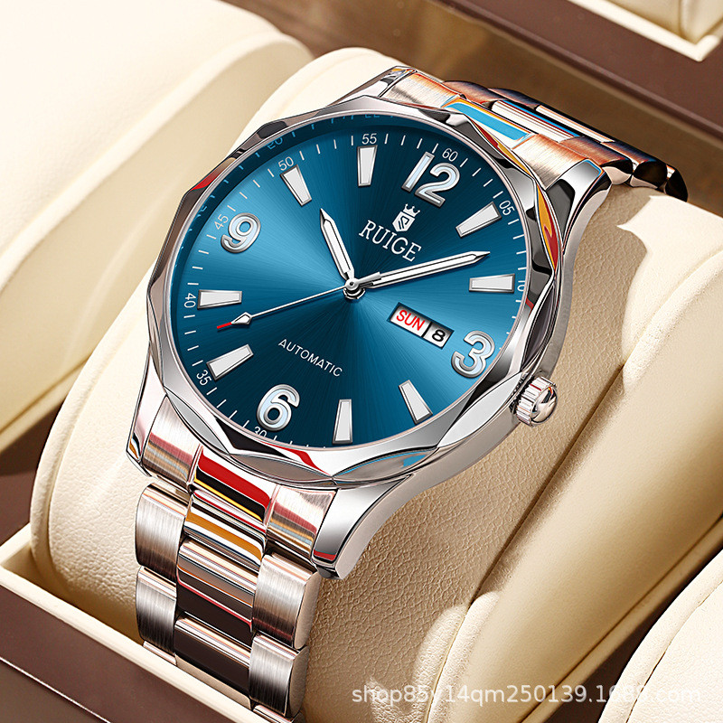 

Jam Tangan Mekanis Otomatis Pria Baru Ruige Stainless Steel Kalender Ganda Tahan Air Jam Tangan Luminous