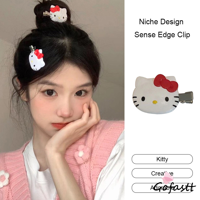 COD Niche Design Sense Edge Clip Y2k Retro Kitty Hair Clip Sweet Cool Girl Poni Clip G