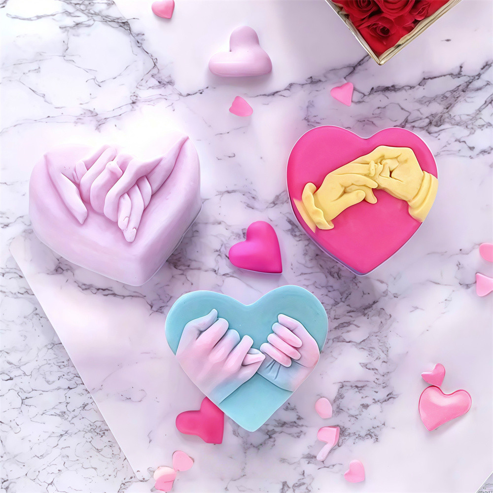 

3D Rose Heart Love Hold Hands Soap Wax Silicone Mold For DIY Homemade Soap,Proposal,Valentine's Day Candle Making Supplies Craft