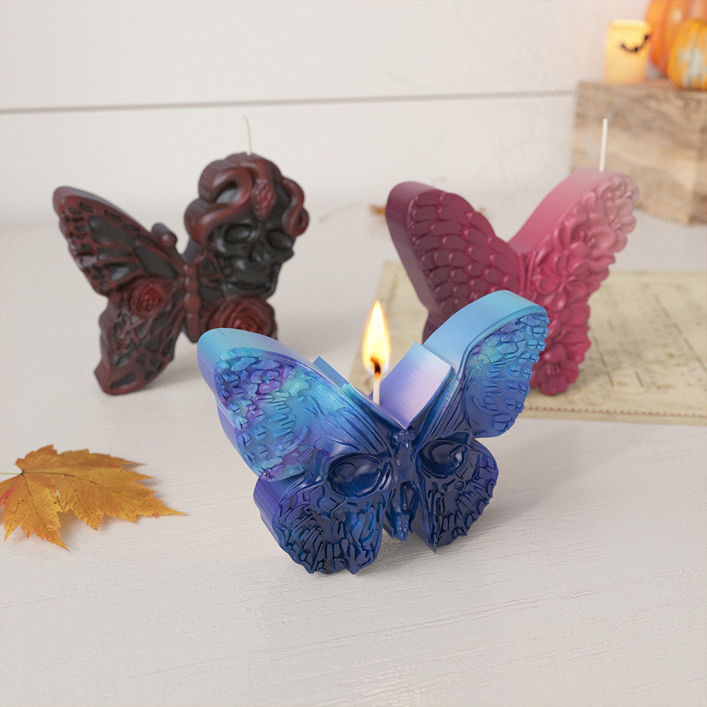 

DIY Skeleton Butterfly Candle Silicone Mold Halloween Snakehead Soap Paste Craftsmanship Dropping Mold Holiday Decoration