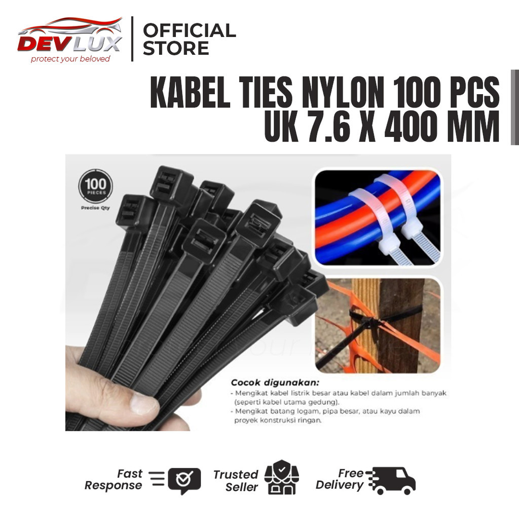 

Kabel Ties Nylon Putih 7.6 x 400 mm Isi 100 pcs Pengikat Kuat Serbaguna