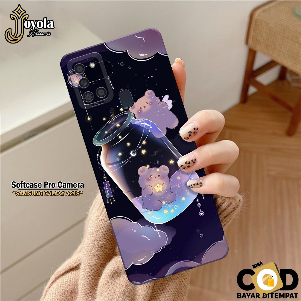 JOYOLA Case Samsung Galaxy A21S - Fahion Case Kartun - Softcase Samsung Galaxy A21S - Pro Camera - C