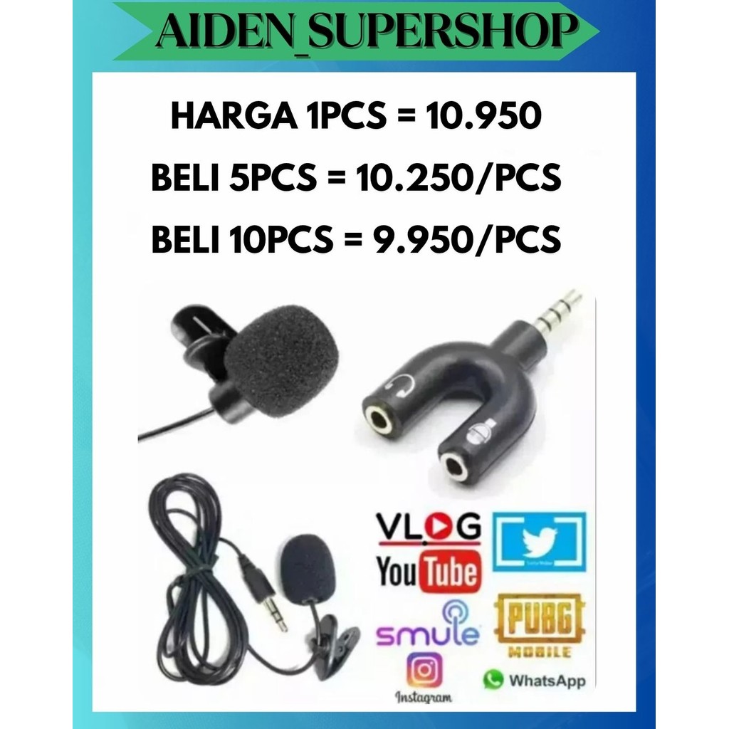 ASS [PAKET 2IN1] AUDIO SPLITTER U + MIC CLIP ON SEPAKET UNTUK YOUTUBER VLOGGER