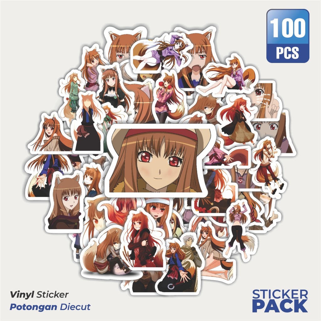 

100 PCS STIKER Stiker Anime Series Spice And Wolf Karakter Mix Waterproof Aesthetic- Untuk Laptop, Motor, dan Helm - Paper Stationery Pack