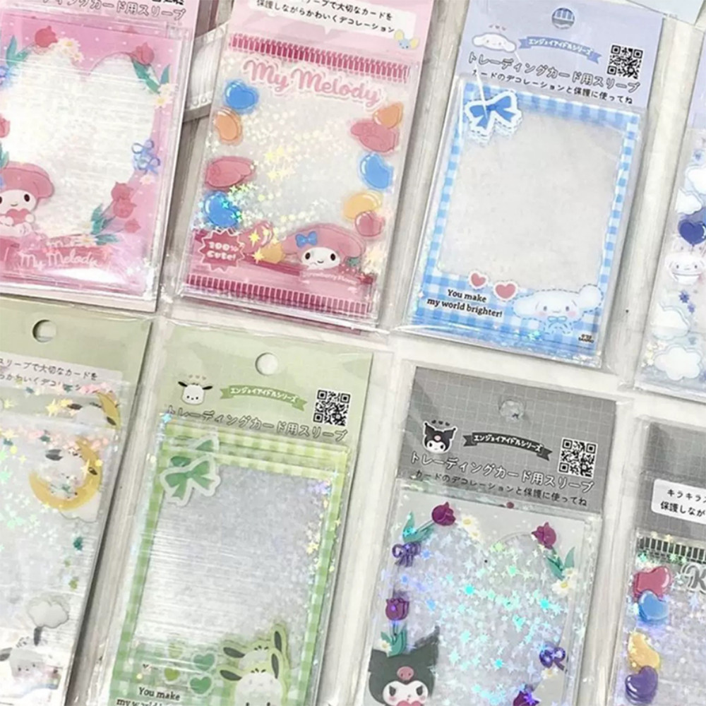 

Sanrios Hello Kitty Cartoon Idol Photo Protective Display Sleeves Cute Kuromi Melody Laser Film Card Holder Wholesale 20Pcs