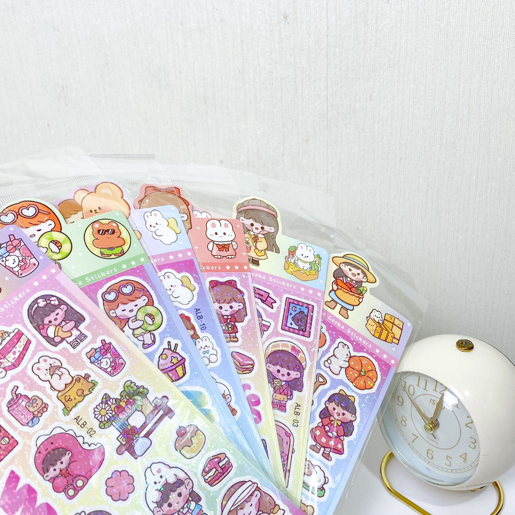 

READY STIKER ALB MOMO (1 LEMBAR STIKER ) / STIKER TEMPEL TERMURAH MOTIF CEWE KUE SWEET CUTE BISA GROSIRAN COD