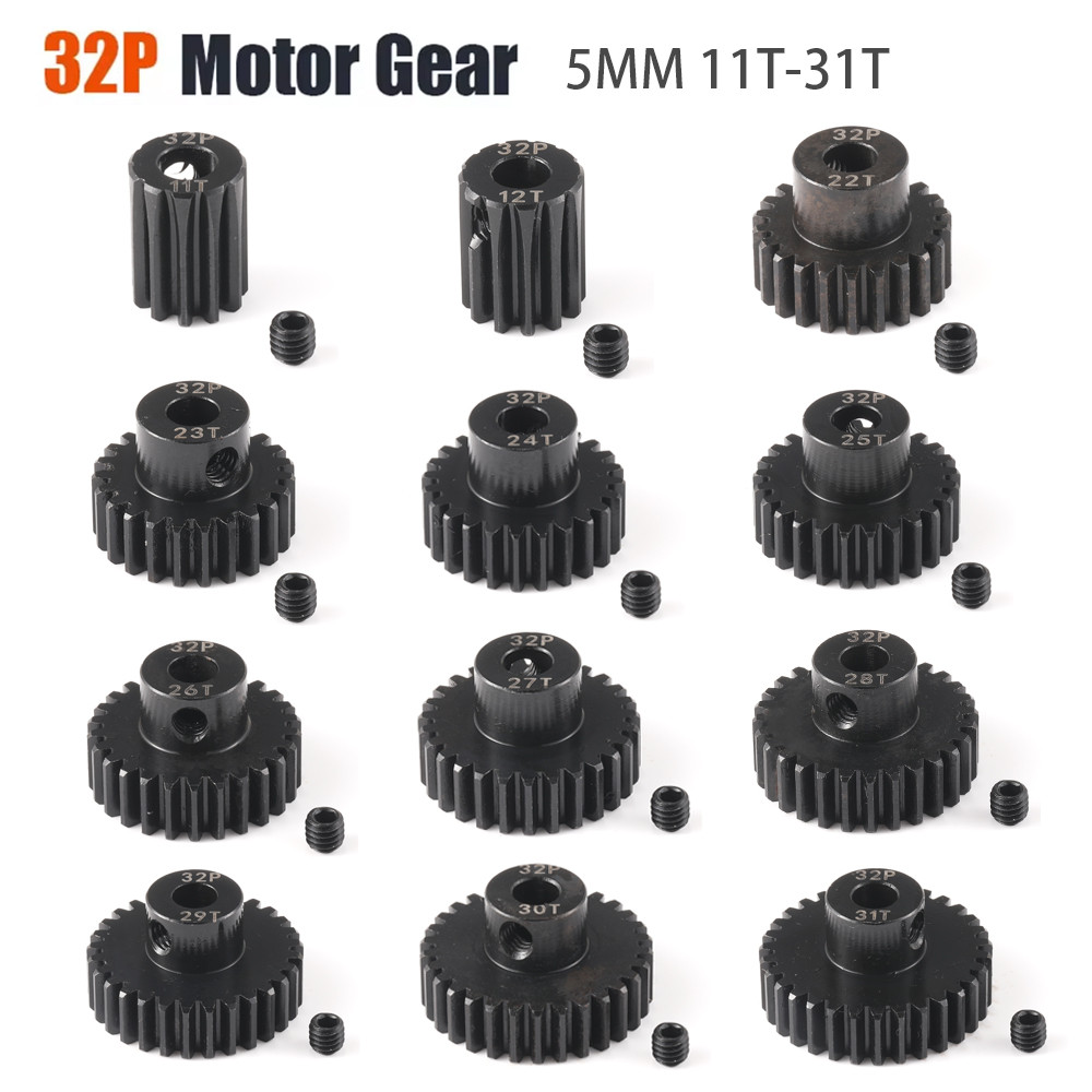 32P 5mm Pinion 10T-31T Hardened 45#Steel CNC Production Strong and durable Metal Motor Gear for Trax