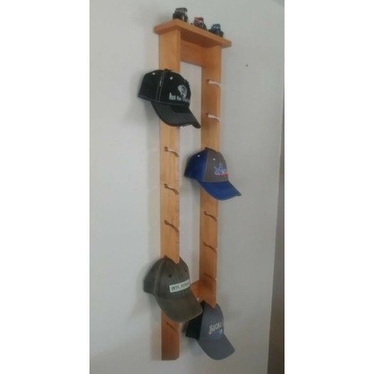 RAK TOPI TEMPEL DINDING/ DISPLAY TOPI /GANTUNGAN TOPI/ RAK DINDING KAYU