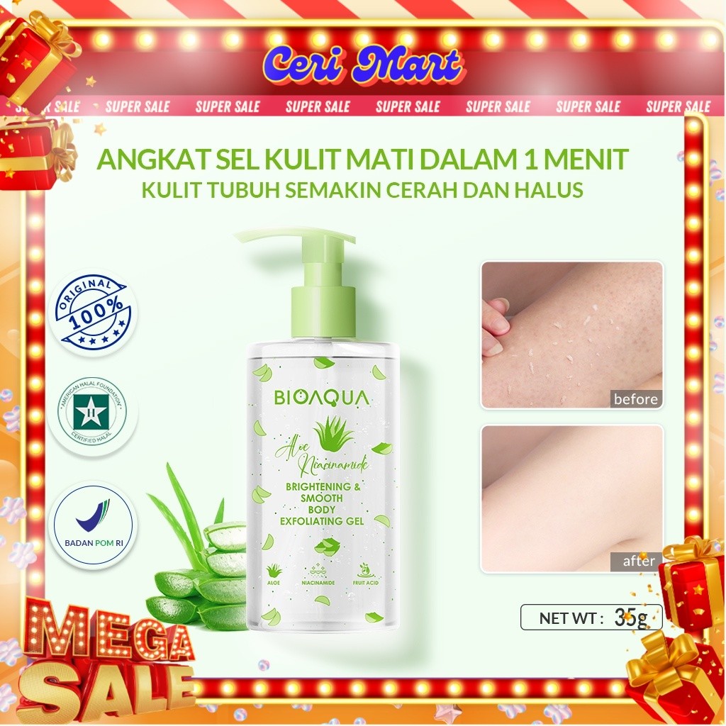 Bioaqua Aloe Niacinamide Brightening & Smooth Body Exfoliating Gel 350g/body care/body scrub whiteni