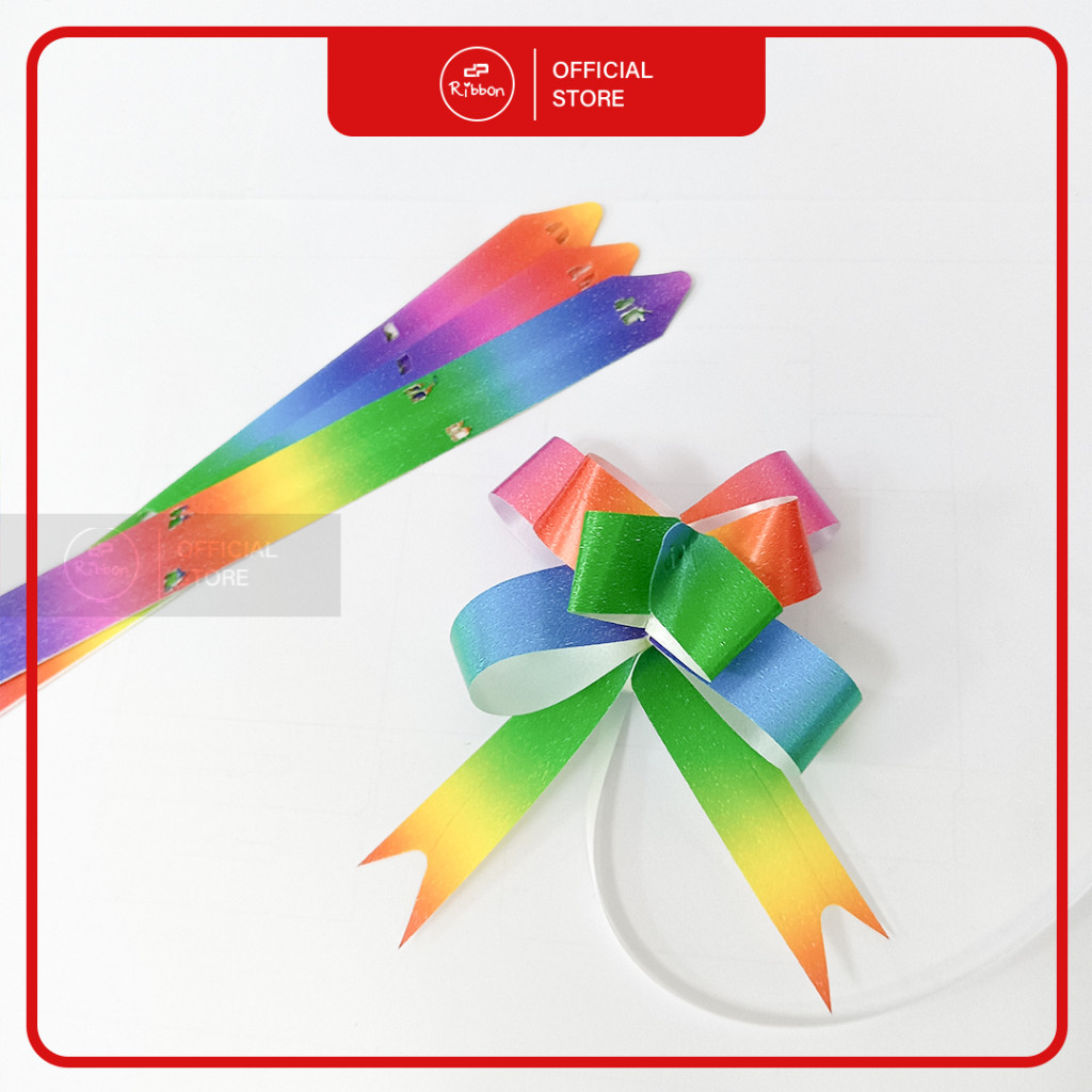 

1 Bungkus Pita Tarik 18mm Pelangi Tanpa Renda Rainbow Serut Parcel