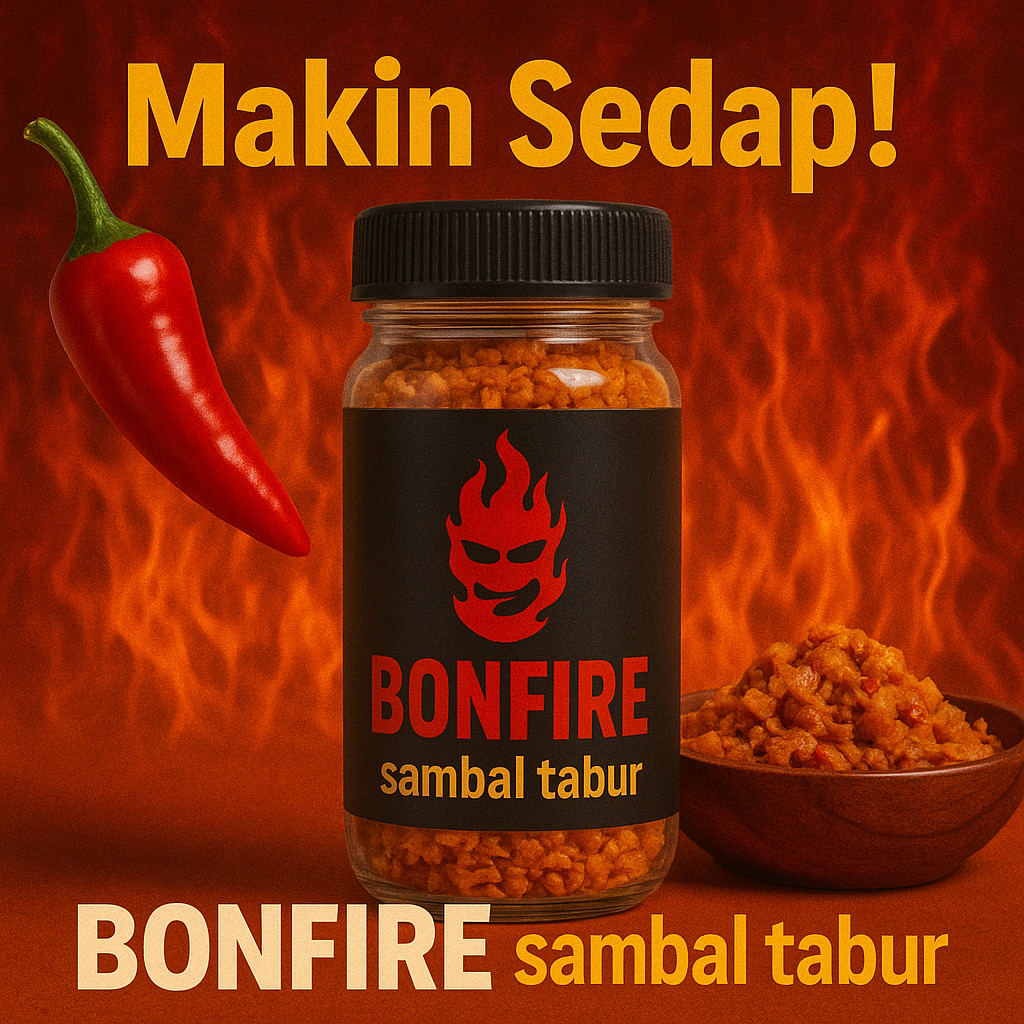 

BONFIRE 1 Botol Cobain Sambal Tabur Kering Pedas Nampol Siap Saji Gurih Langsung Santap isi 100g