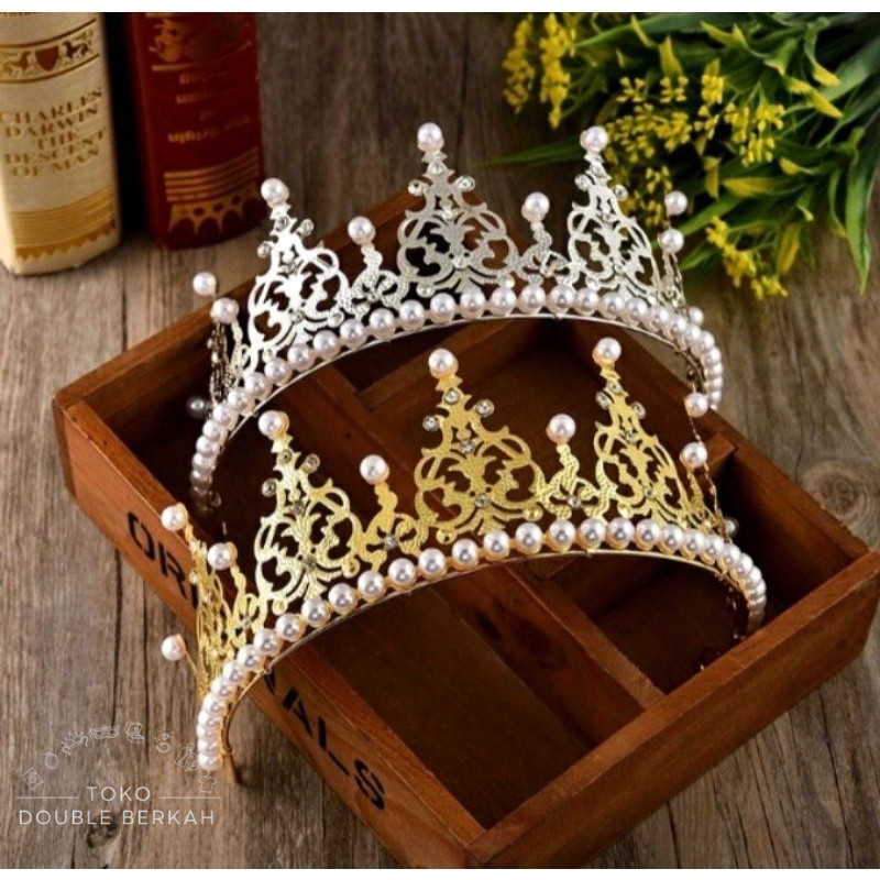 Topper Cake Mahkota Crown/Hiasan Kue Pengantin/Mahkota Pesta/Hiasan kue kekinian/Tiara Cantik