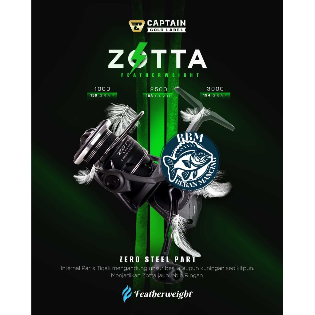 Reel Pancing CAPTAIN ZOTTA SW 1000 - 3000 Gold Label (7+1 Bearing) Carbon Aluminium