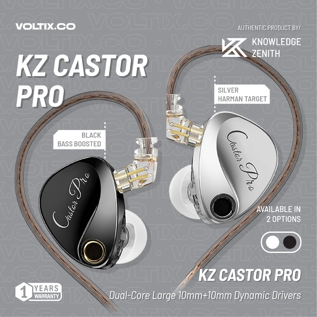 Knowledge Zenith KZ CASTOR PRO Dual DD In Ear Metal Earphone