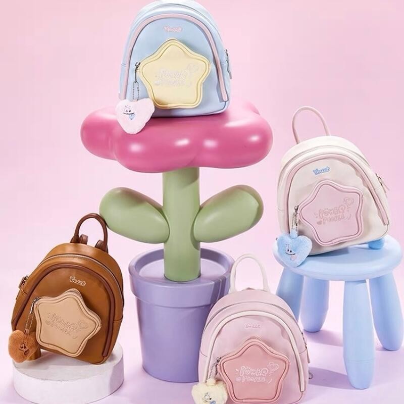 Lucu Tas Ransel Bahan Bintang Pink/PU backpack wanita kulit/White Tas Sekolah Ransel Kecil mini