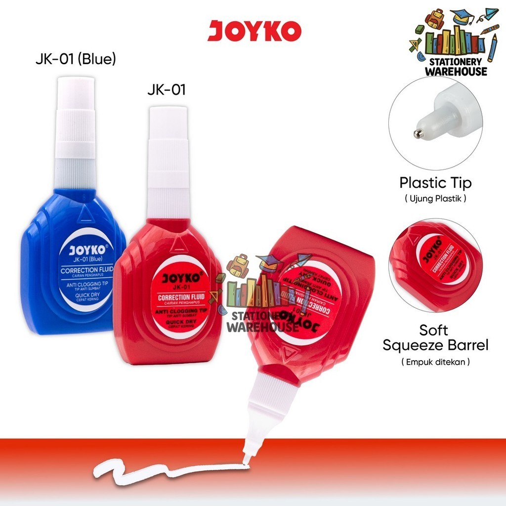 

Correction Fluid Cairan Koreksi Penghapus Cair Joyko JK-01 Blue Red