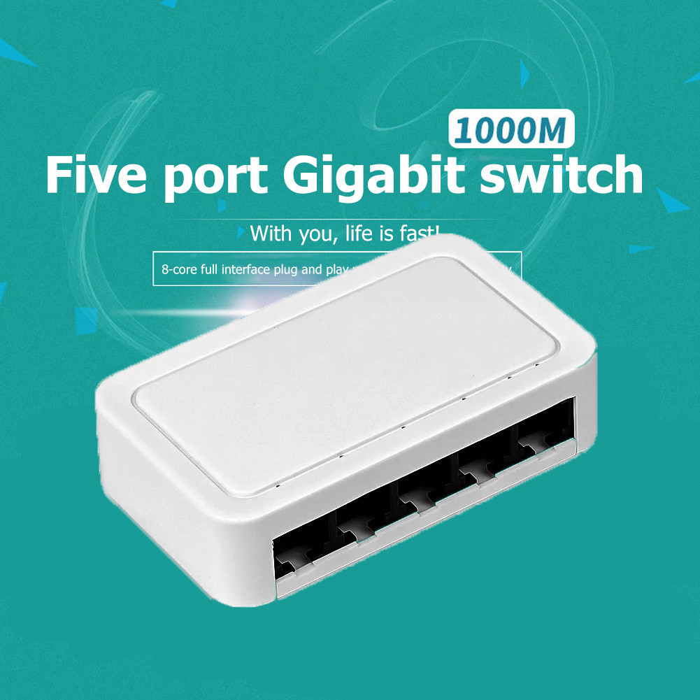 10/100 / 1000Mbps Mini Gigabit Network Switch 5 Port Ethernet Switch Internet Splitter Desktop RJ45 