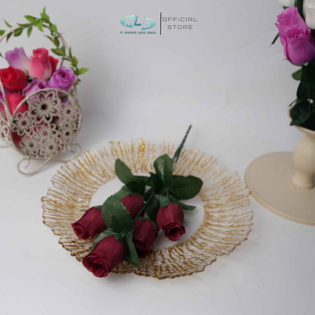Kodok Belishop_ Mlb Bunga Mawar Rose Kuncup 5 Cabang Artificial Tangkaian Buatan Hiasan Buket Bunga