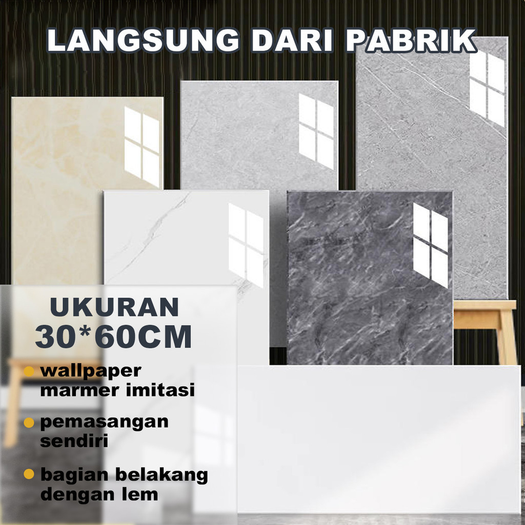 30 x 60 cm Granit Wallpaper dinding Keramik Dinding Kamar Stiker Keramik Wallpaper dinding VINYL Mar