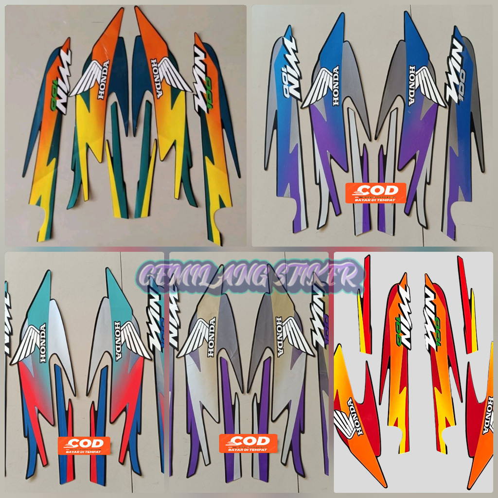 Striping Decal Polet Sticker honda win 100 2001 stiker FULLSET motor list body standar variasi custo