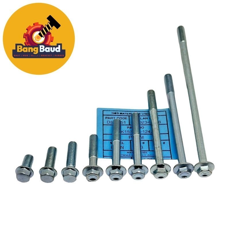 BOLT FLANGE BAUT 10 M6 KUNCI 8 ORIGINAL M6x12 m6x18 m6x22 m6x28 m6x40 m6x45 m6x65 m6x85 m6x130