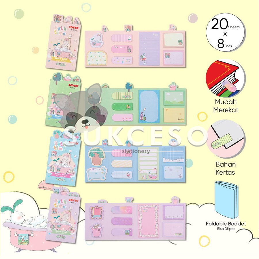 

Joyko Memo Stick MMS-40 Bath Time Edition Kertas Memo Booklet Tempel 8 Pads