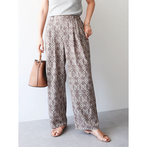 Celana Wanita - Bobo Tokyo - Uchida African Pattern Eazy Pants Beige