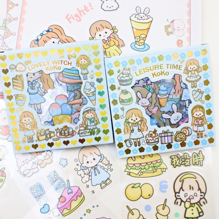 

(ISI 100 PCS) Sticker Momo 2D Box Mini / Viral Waterproof Import Korea - Koko Blue